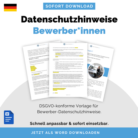 Bewerber-Datenschutzhinweise Vorlage (DSGVO) – Deutsch & Englisch | Sofort-Download, anpassbar