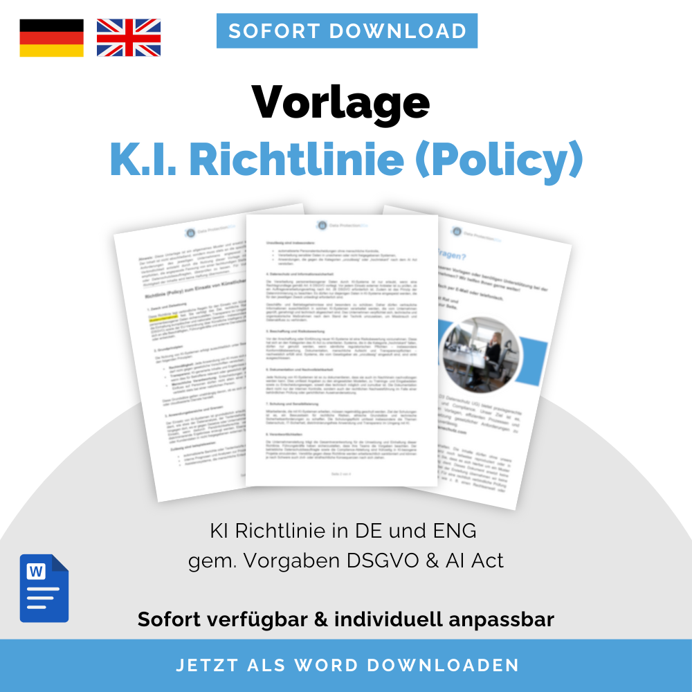 Vorlage KI-Richtlinie (DE & EN) – DSGVO & AI Act konform