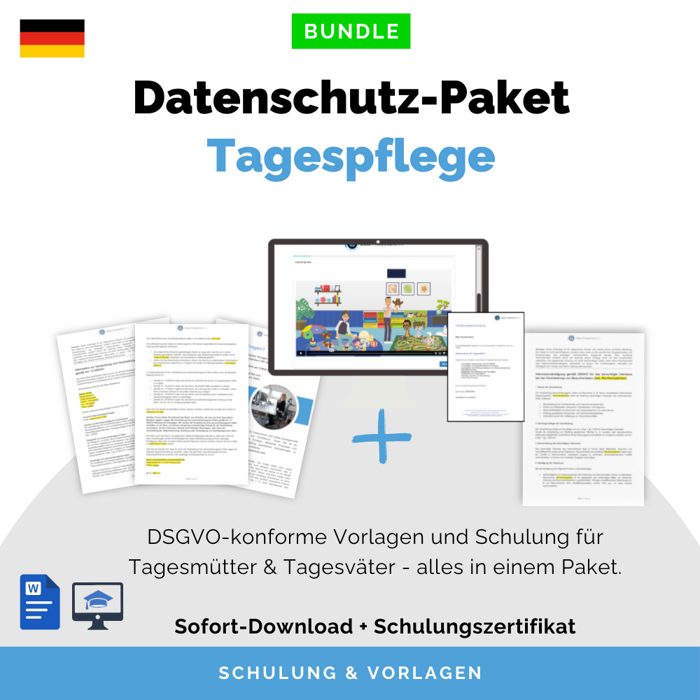 Datenschutz-Paket Tagespflege (Bundle) – Schulung + Vorlagen | DE