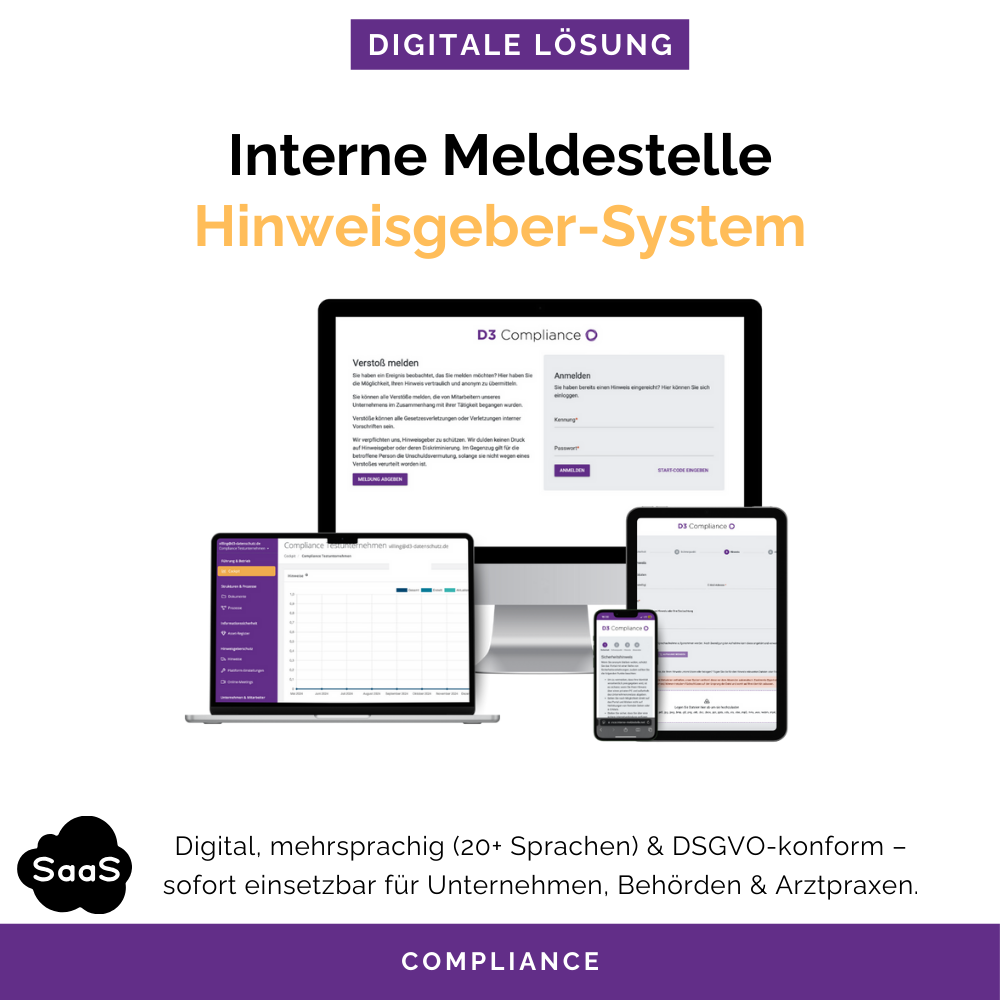Interne Meldestelle nach HinSchG – digitales Hinweisgebersystem (20+ Sprachen)