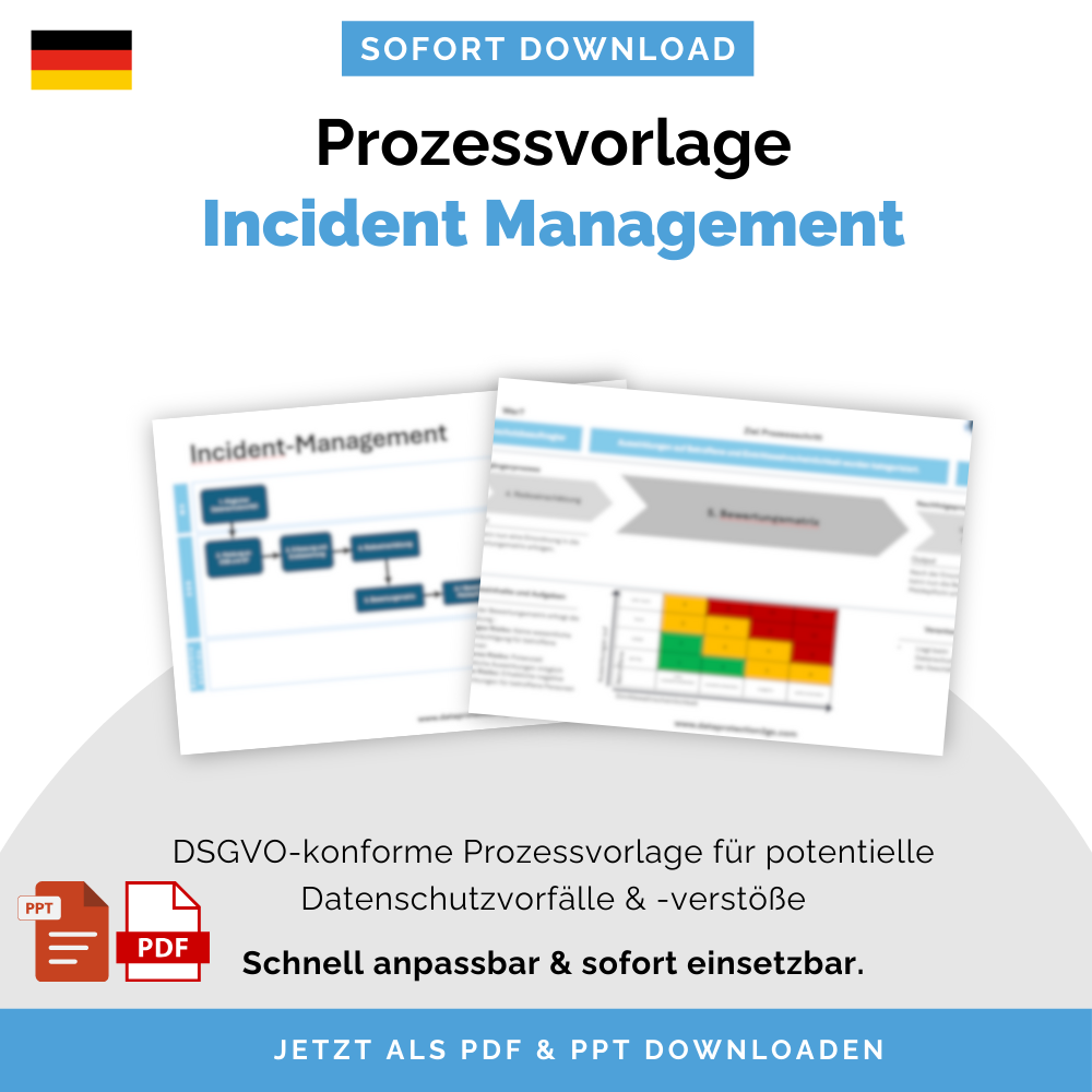 DSGVO-konforme Prozessvorlage Incident Management - Vorgehen bei potentiellen Datenschutzvorfällen und -verstößen