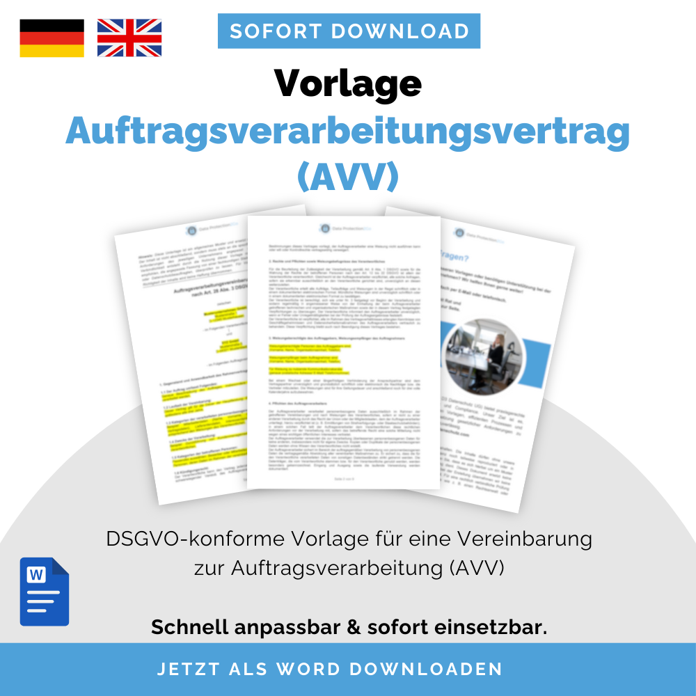 Vorlage Auftragsverarbeitungsvertrag (AVV) | DSGVO-Muster Deutsch & Englisch | Sofort-Download