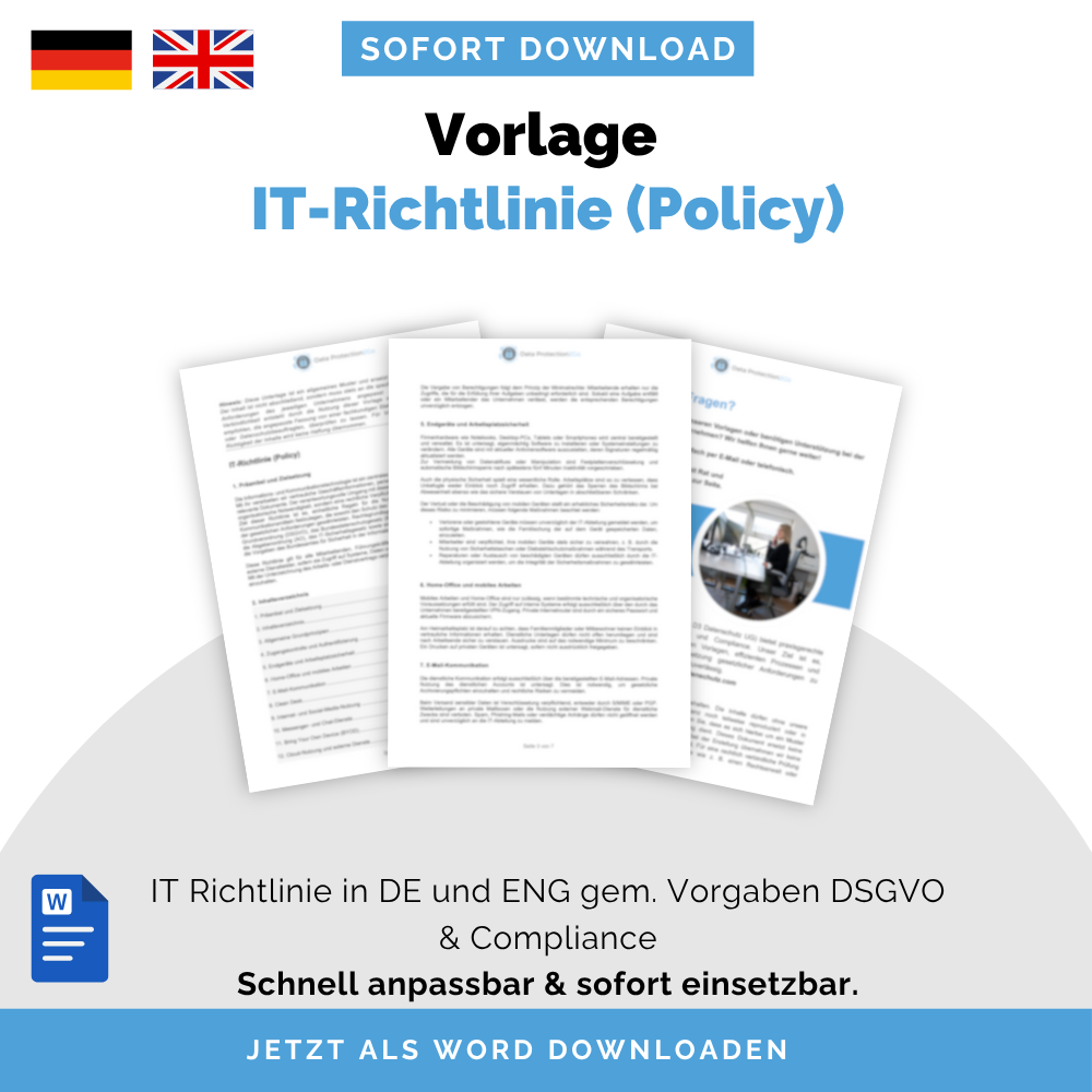 IT-Richtlinie Vorlage (Deutsch & Englisch) – IT-Policy Muster für Unternehmen, DSGVO & Compliance-konform