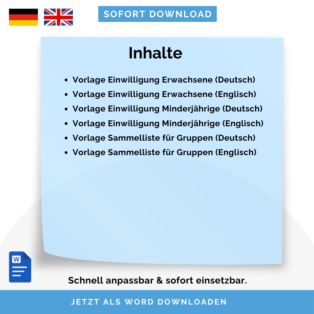 Einwilligungserklärung Bild-, Ton- & Videoaufnahmen (DSGVO) – DE & ENG