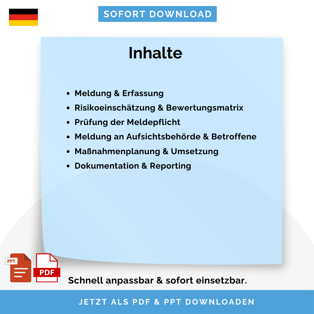 DSGVO-konforme Prozessvorlage Incident Management - Vorgehen bei potentiellen Datenschutzvorfällen und -verstößen