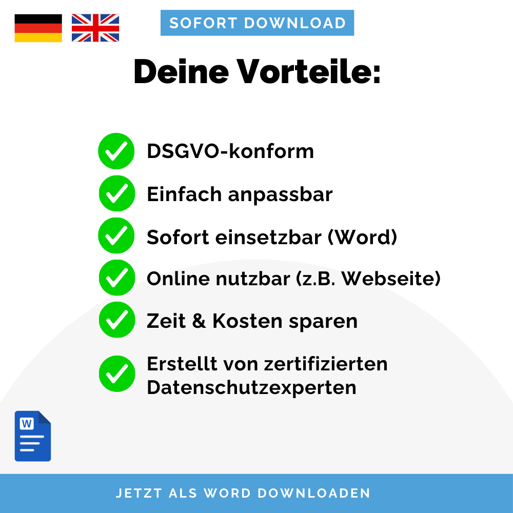 Vorlage Auftragsverarbeitungsvertrag (AVV) | DSGVO-Muster Deutsch & Englisch | Sofort-Download