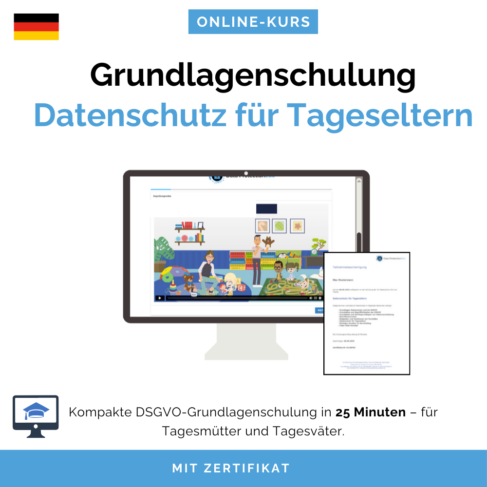 Datenschutzschulung für Tageseltern (Tagesmütter & Tagesväter) – DSGVO Kindertagespflege